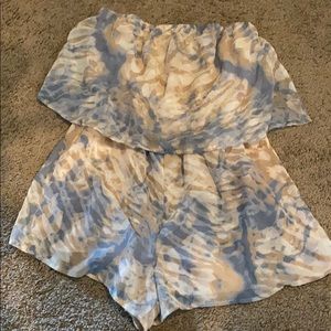 Honey Punch blue and tan romper